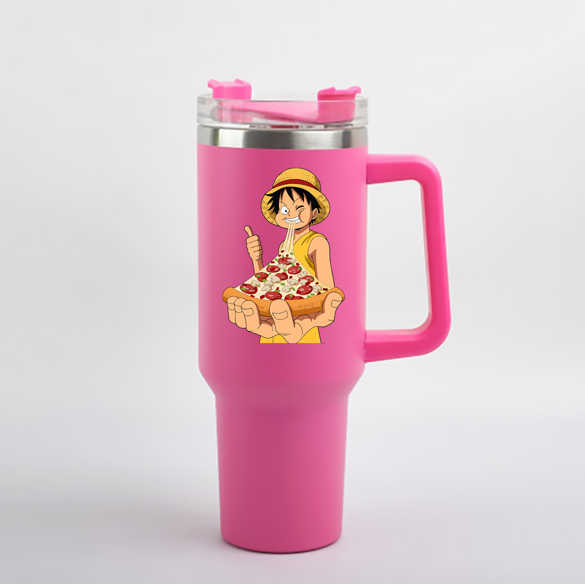 ワンピース モンキー・D・ルフィ ONE PIECE Monkey D. Luffy 1200mL車用タンブラー - クリスタルステッカー（プラスチックストロー付き）
